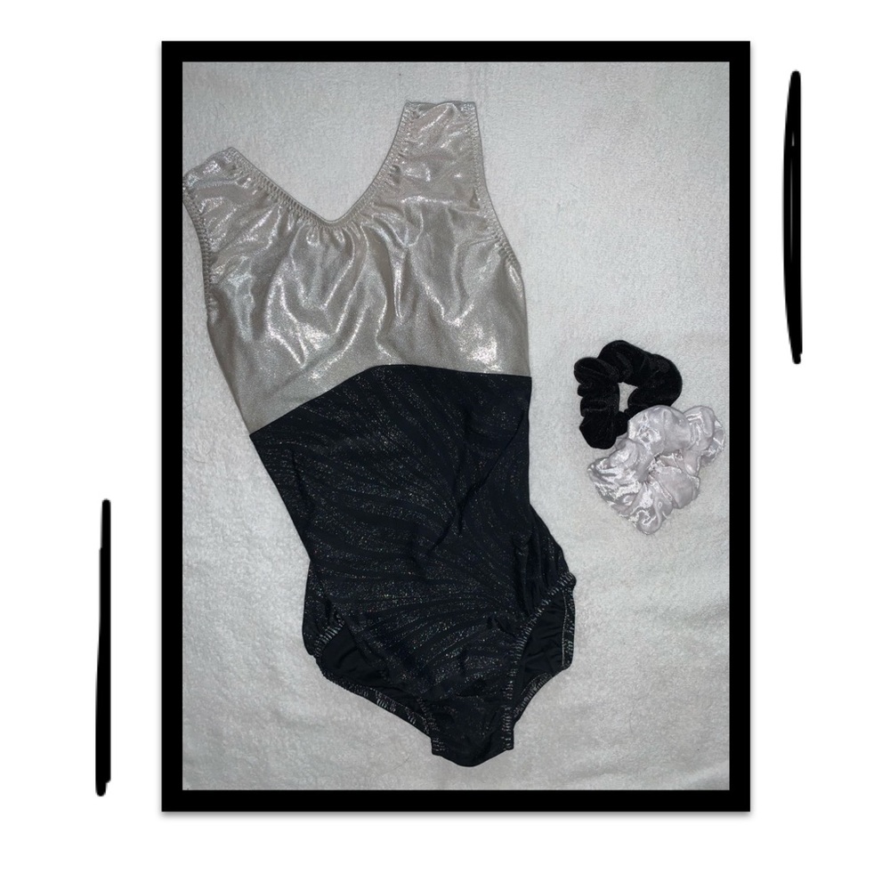 Black and Silver Go For The Gold Leotard - Adult S
